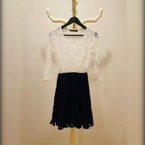 ZLV - White Lace & Navy Blue Dress